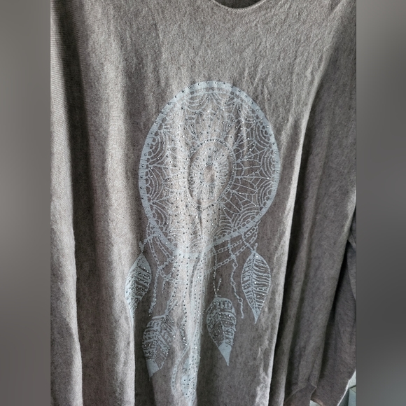 Wool Blend V-Neck Sweater Rhinestone Dreamcatcher - Picture 6 of 13